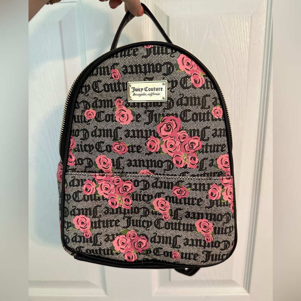 NWT JUICY COUTURE BUNDLE PINK AND BLACK FLORAL BACKPACK AND BLACK WALLET